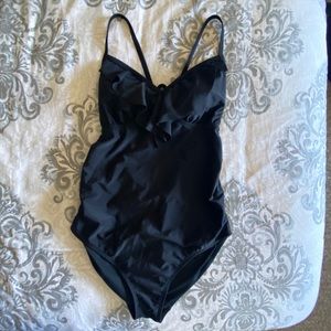 Ruffle black maternity swimsuit